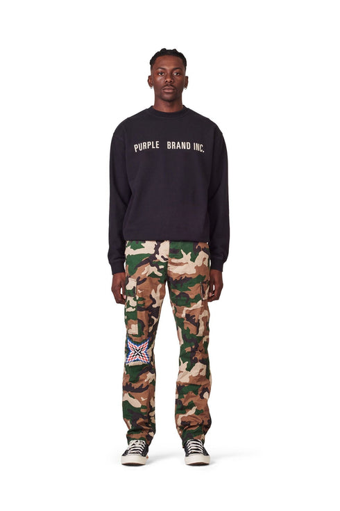 PURPLE BRAND P013 CAMO CARGO PANTS W/KNEE EMBROIDERY Mens