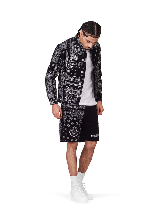 PURPLE BRAND P020 CORDUROY BANDANA PRINT MID RISE SHORT Mens