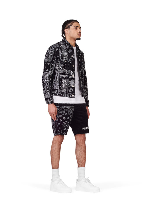 PURPLE BRAND P020 CORDUROY BANDANA PRINT MID RISE SHORT Mens