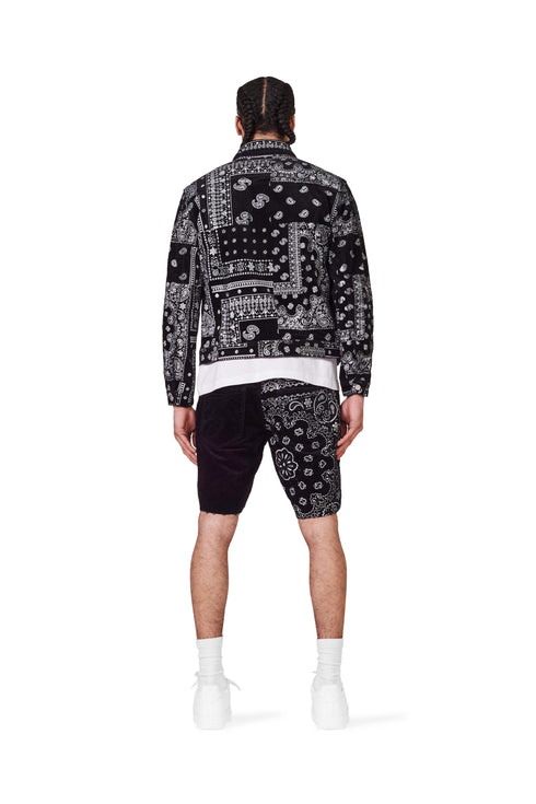 PURPLE BRAND P020 CORDUROY BANDANA PRINT MID RISE SHORT Mens
