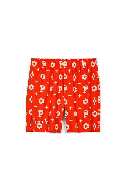 PURPLE BRAND RED MONOGRAM SWIM SHORTS Mens Apparel - MENS