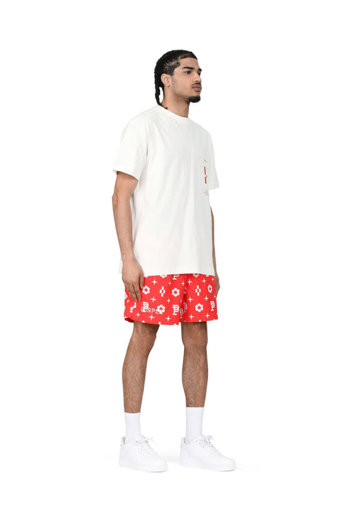 PURPLE BRAND RED MONOGRAM SWIM SHORTS Mens Apparel - MENS