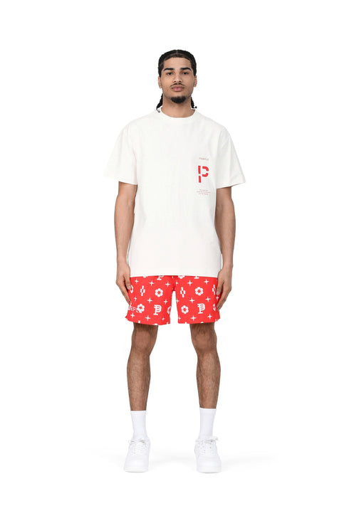 PURPLE BRAND RED MONOGRAM SWIM SHORTS Mens Apparel - MENS