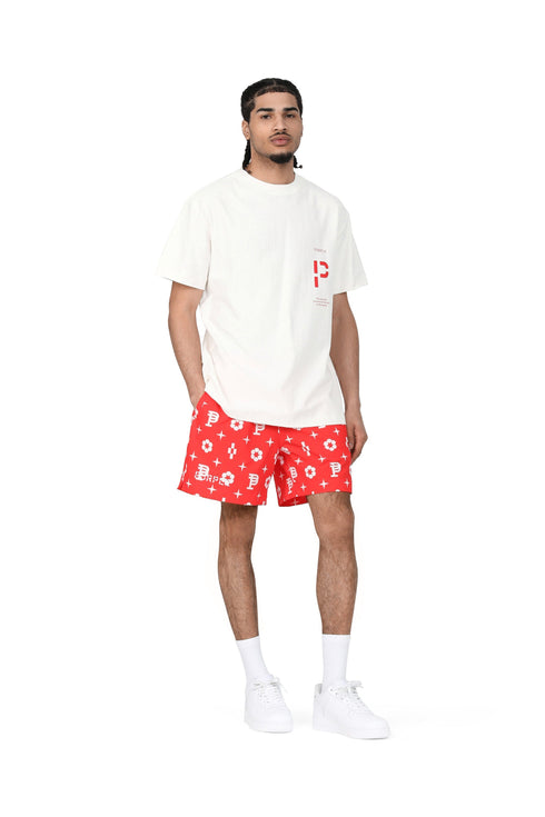 PURPLE BRAND RED MONOGRAM SWIM SHORTS Mens Apparel - MENS