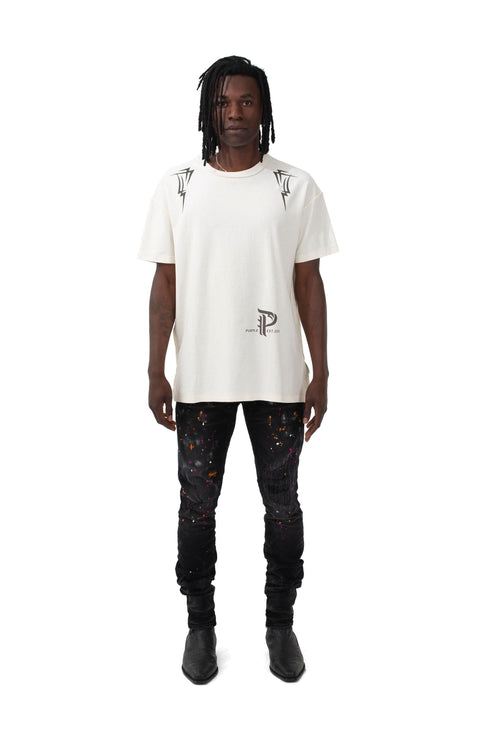 PURPLE BRAND RELAXED TEE - PYRAMID WHITE Mens Apparel - MENS