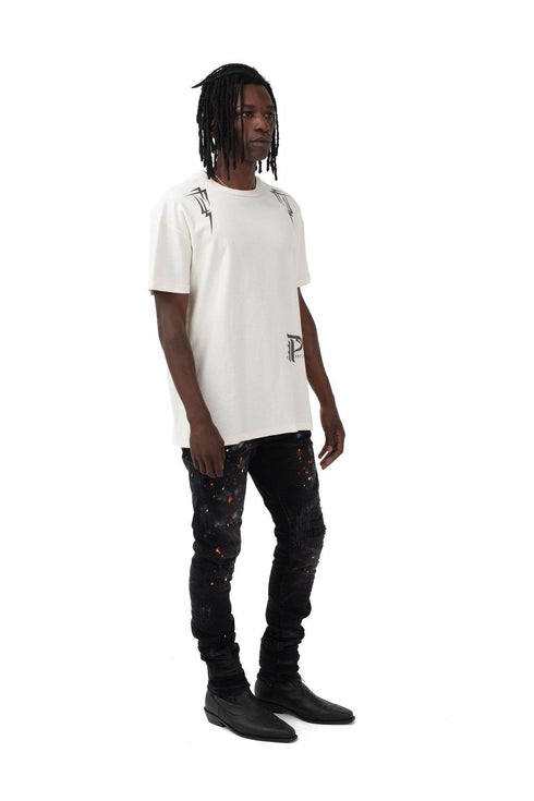 PURPLE BRAND RELAXED TEE - PYRAMID WHITE Mens Apparel - MENS