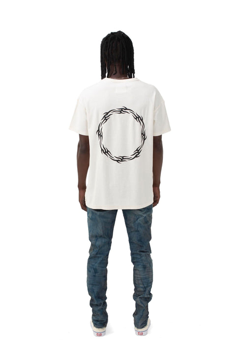 PURPLE BRAND RELAXED TEE - WREATH WHITE Mens Apparel - MENS