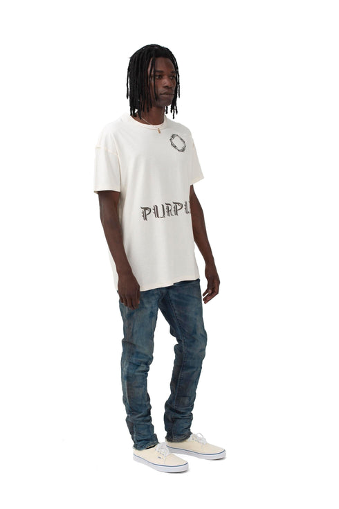 PURPLE BRAND RELAXED TEE - WREATH WHITE Mens Apparel - MENS