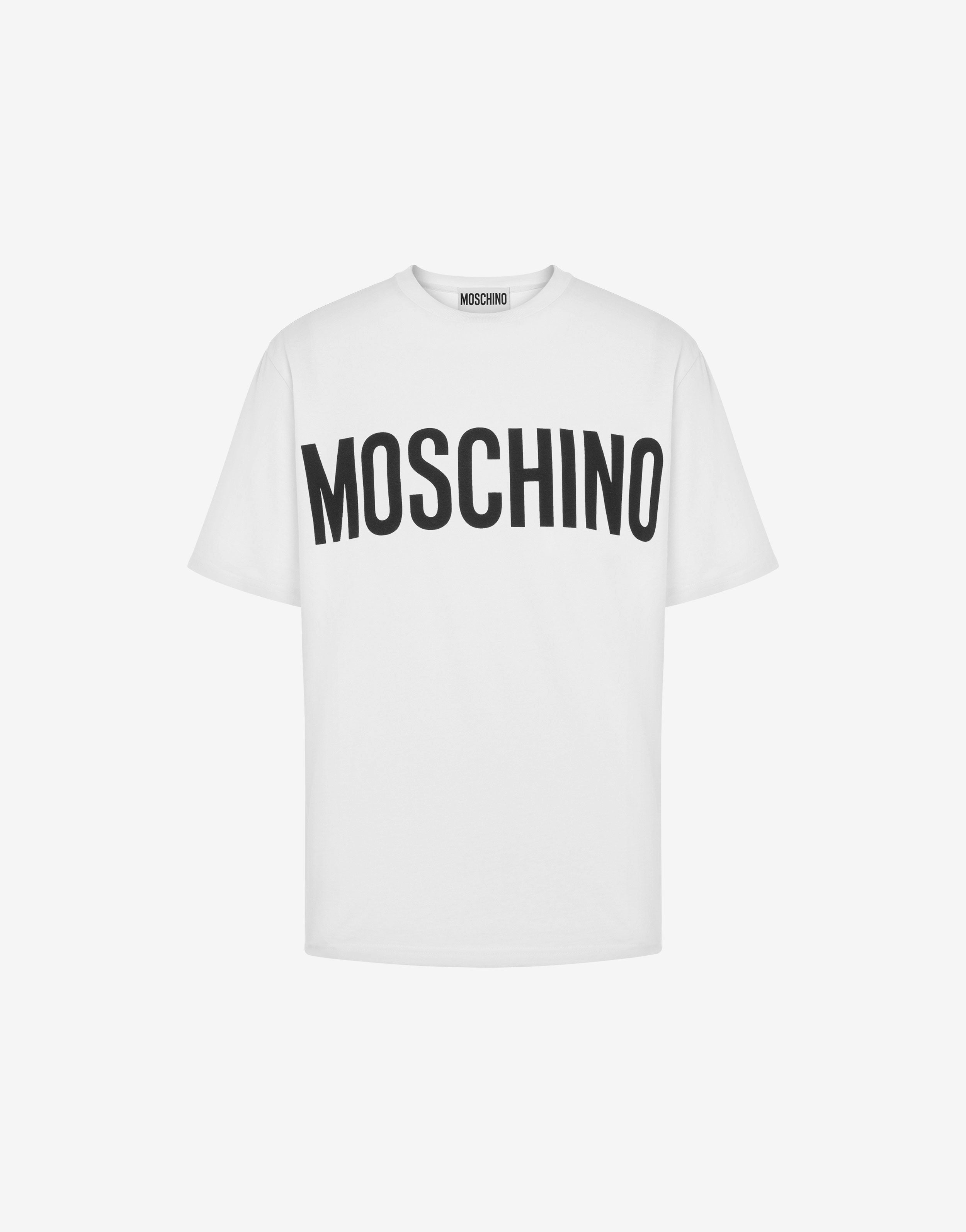 Tシャツ・カットソー Moschino SS24 POPLIN SHIRT (02200430_0001) Moschino T Shirt Men Black Logo Sleeves ES22MO14 A1916 8101