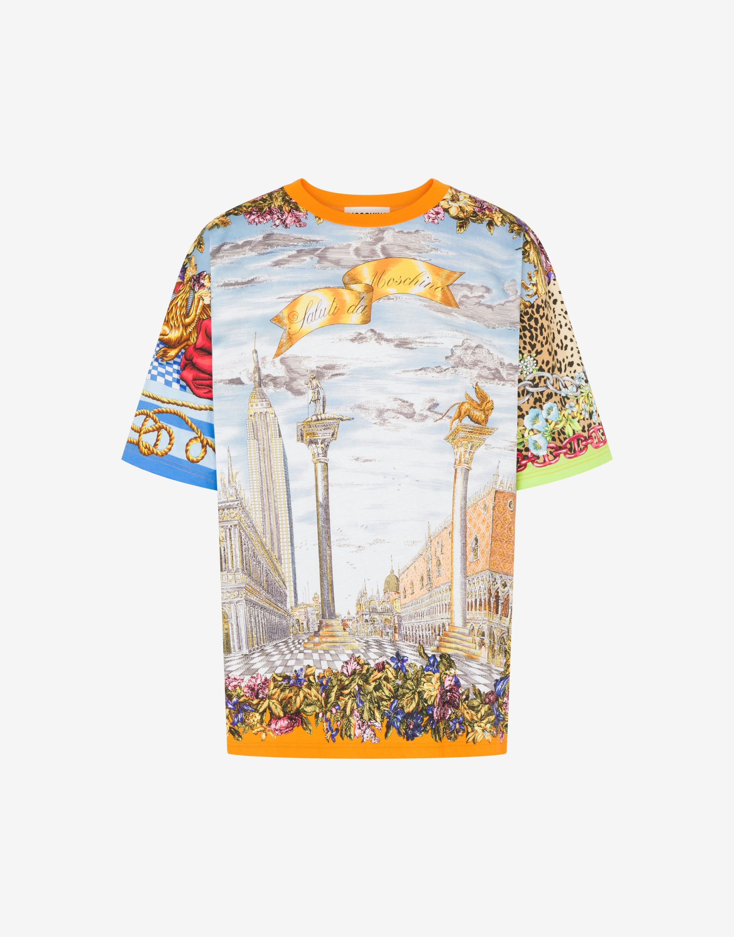 MOSCHINO Scarf Print Jersey T-Shirt Mens Apparel