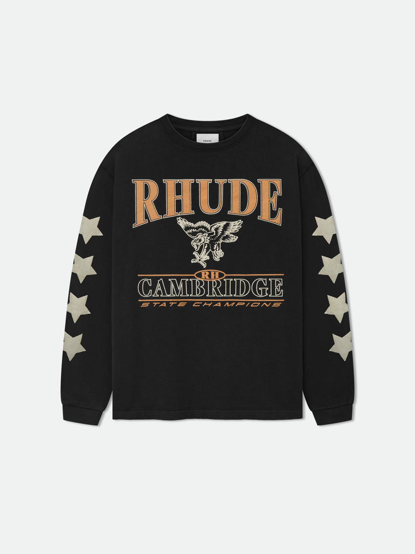 RHUDE Cambridge State Champs L/s Tee Mens Apparel – ASPHALT