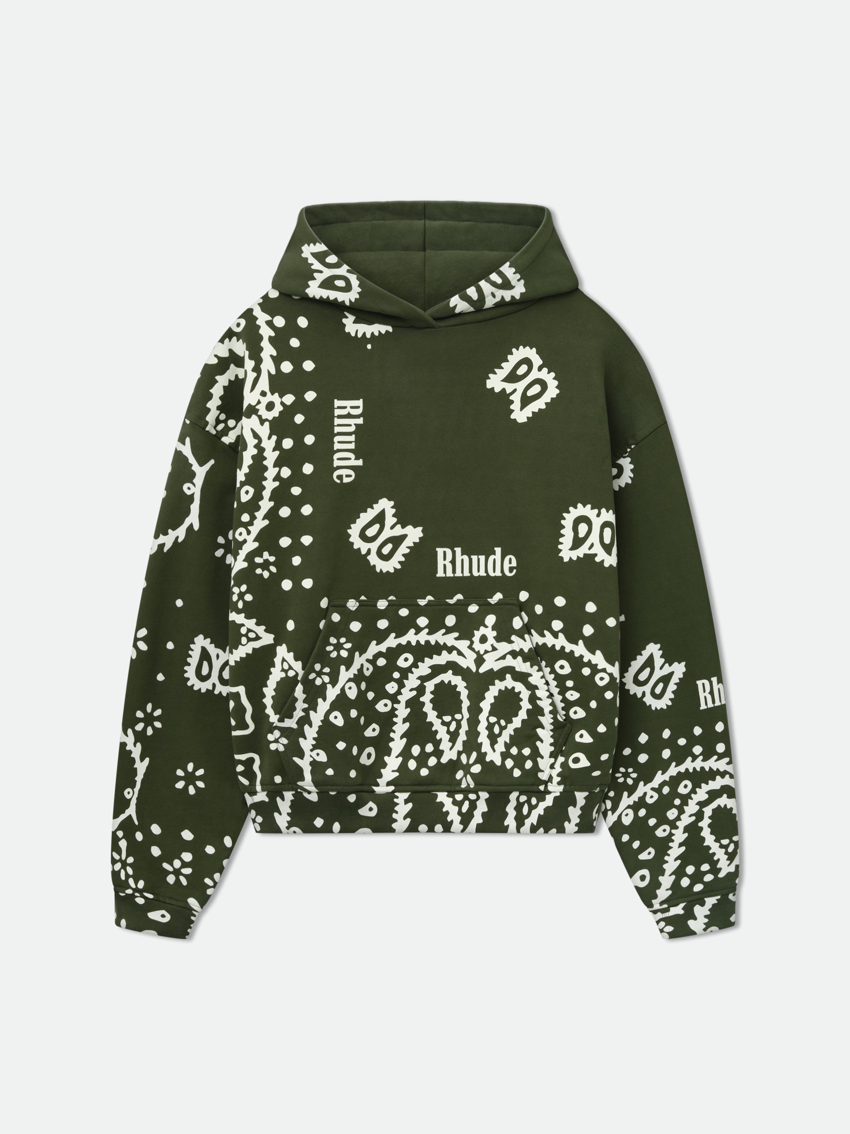 RHUDE Bandana Hoodie Olive Mens Apparel – ASPHALT