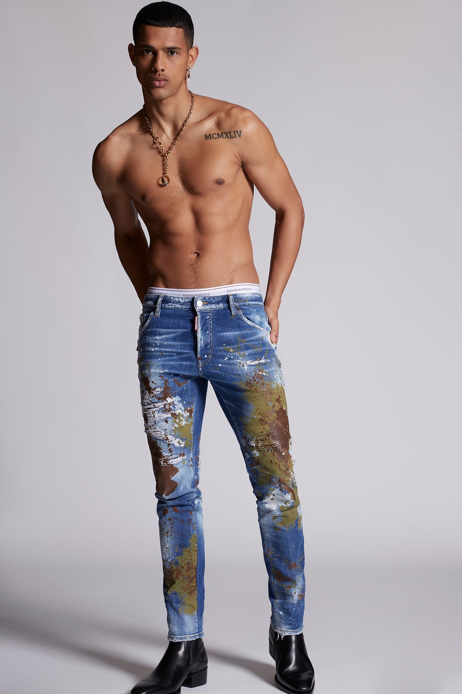 Dsquared2 ミティアムウォッシュフロントスフリットシンススカト 44 DSQUARED2 STAR WASH SKATER スターウォッシュ