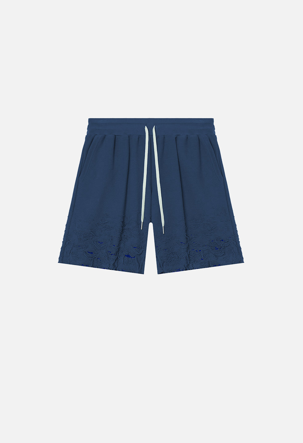 John Elliott Men's outlets Reverse Burn Out Distressed Sweat Shorts in Cadet X Royal