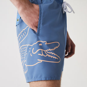 LACOSTE Bicolour Crocodile Print Swimming Trunks Mens 