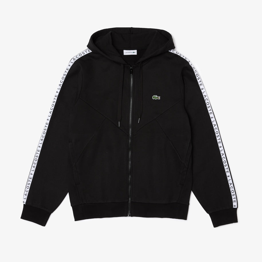 LACOSTE Colorblock Lettered Fleece Zip Hoodie Mens Apparel ASPHALT
